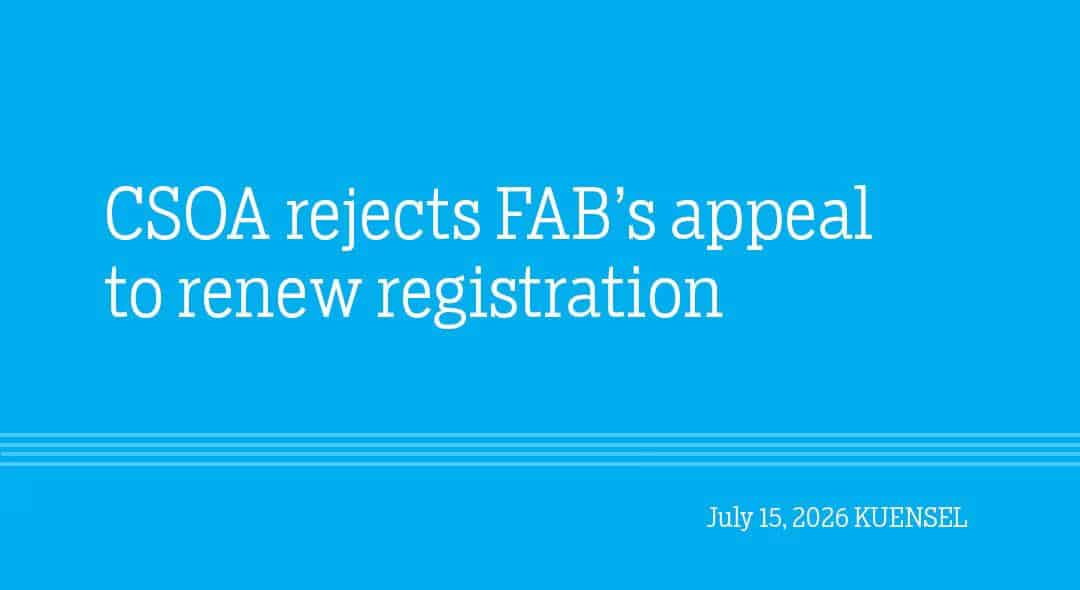 CSOA Denies FAB's Registration Renewal Bid
